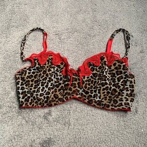 Cassandra intimates Leopard Print Lace Trim Bra 10504 34D